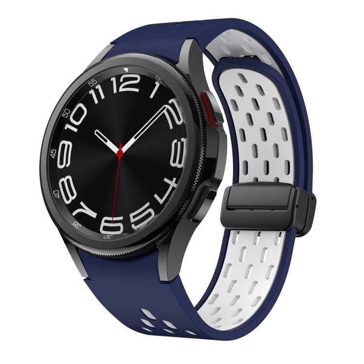 For Samsung Galaxy Watch 6 / 6 Classic Two Color Magnetic Folding Black Buckle Watch Band(Midnigh...