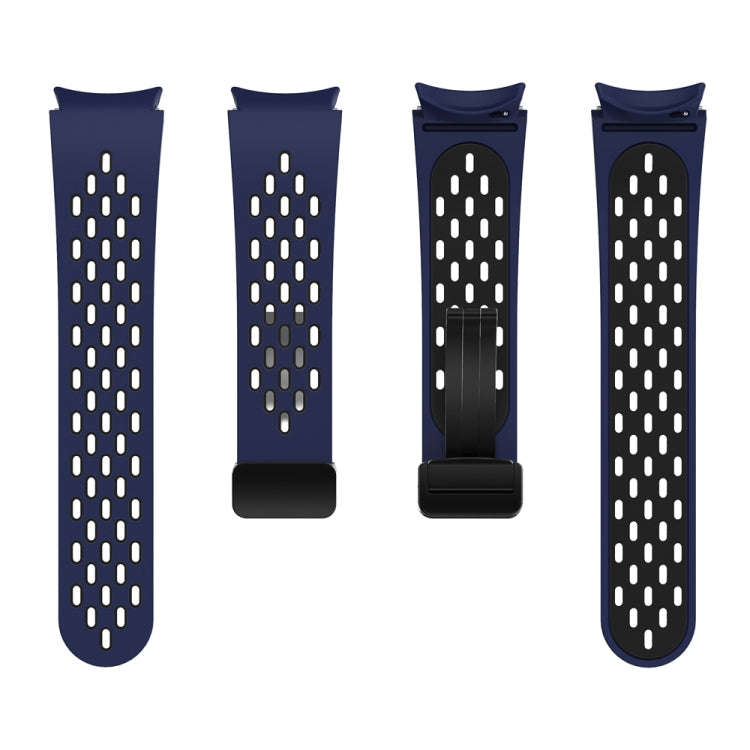 For Samsung Galaxy Watch 6 / 6 Classic Two Color Magnetic Folding Black Buckle Watch Band(Midnigh...