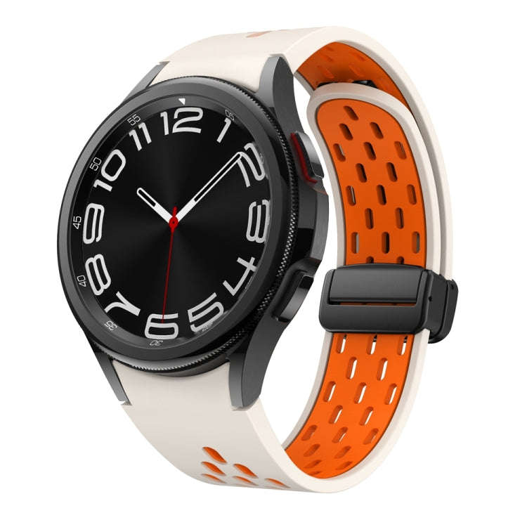 For Samsung Galaxy Watch 6 / 6 Classic Two Color Magnetic Folding Black Buckle Watch Band(Starlig...