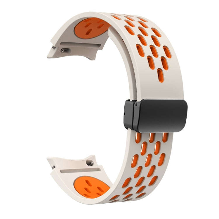 For Samsung Galaxy Watch 6 / 6 Classic Two Color Magnetic Folding Black Buckle Watch Band(Starlig...