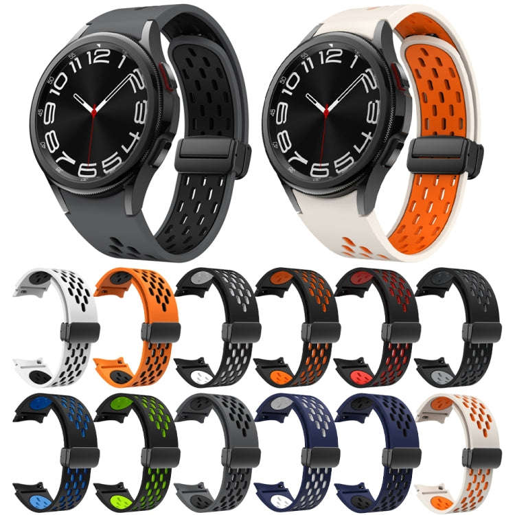 For Samsung Galaxy Watch 6 / 6 Classic Two Color Magnetic Folding Black Buckle Watch Band(Midnigh...