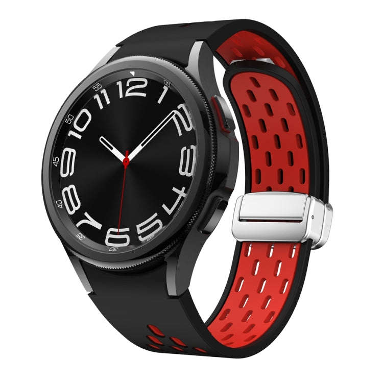 For Samsung Galaxy Watch 6 / 6 Classic Two Color Magnetic Folding Silver Buckle Watch Band(Black ...