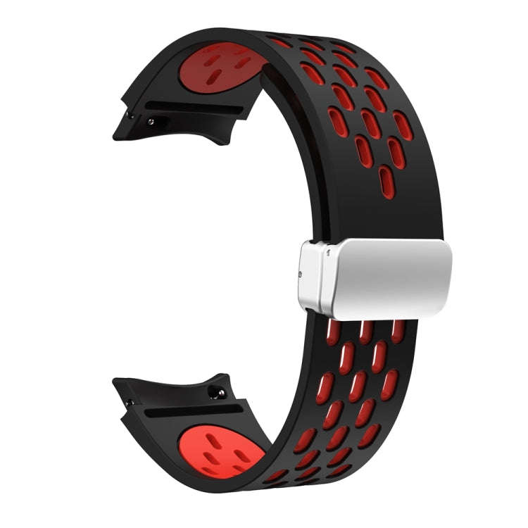 For Samsung Galaxy Watch 6 / 6 Classic Two Color Magnetic Folding Silver Buckle Watch Band(Black ...