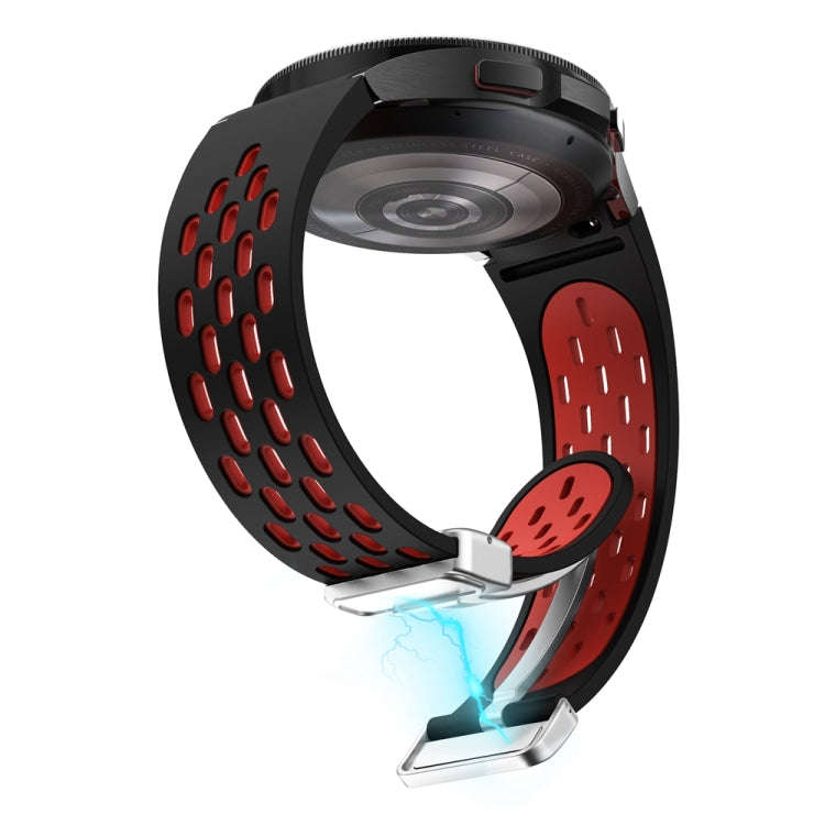 For Samsung Galaxy Watch 6 / 6 Classic Two Color Magnetic Folding Silver Buckle Watch Band(Black ...