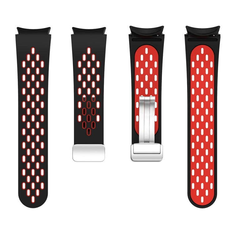 For Samsung Galaxy Watch 6 / 6 Classic Two Color Magnetic Folding Silver Buckle Watch Band(Black ...