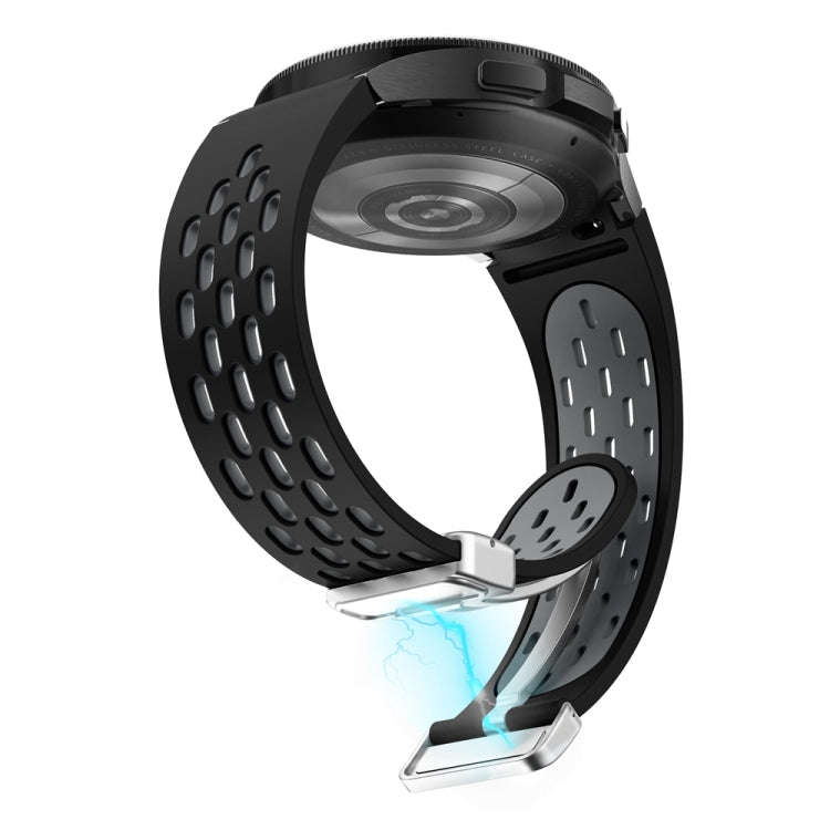For Samsung Galaxy Watch 6 / 6 Classic Two Color Magnetic Folding Silver Buckle Watch Band(Black ...