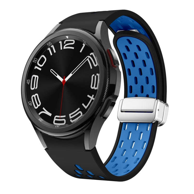 For Samsung Galaxy Watch 6 / 6 Classic Two Color Magnetic Folding Silver Buckle Watch Band(Black ...