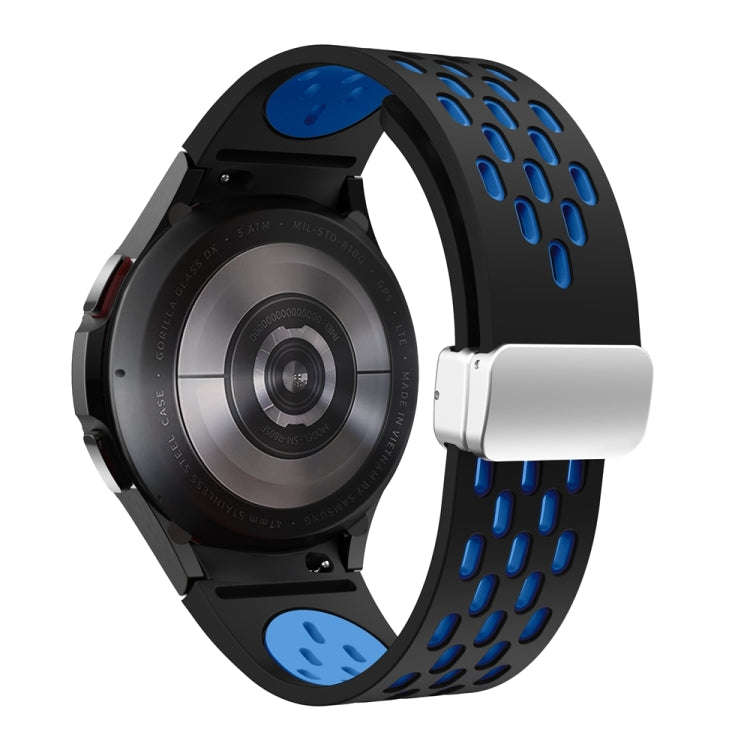 For Samsung Galaxy Watch 6 / 6 Classic Two Color Magnetic Folding Silver Buckle Watch Band(Black ...