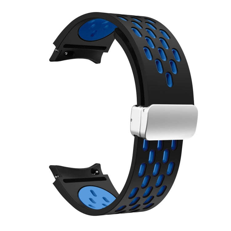 For Samsung Galaxy Watch 6 / 6 Classic Two Color Magnetic Folding Silver Buckle Watch Band(Black ...