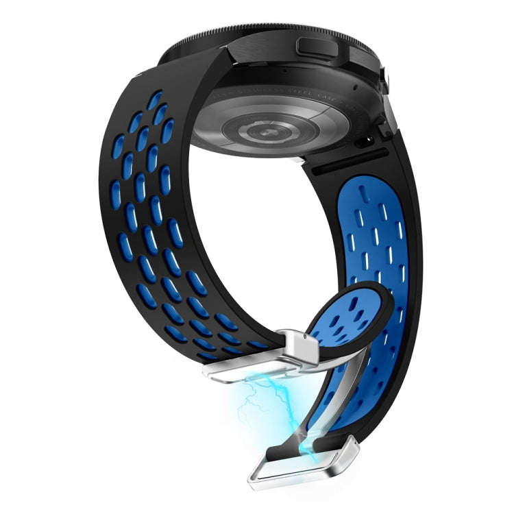 For Samsung Galaxy Watch 6 / 6 Classic Two Color Magnetic Folding Silver Buckle Watch Band(Black ...