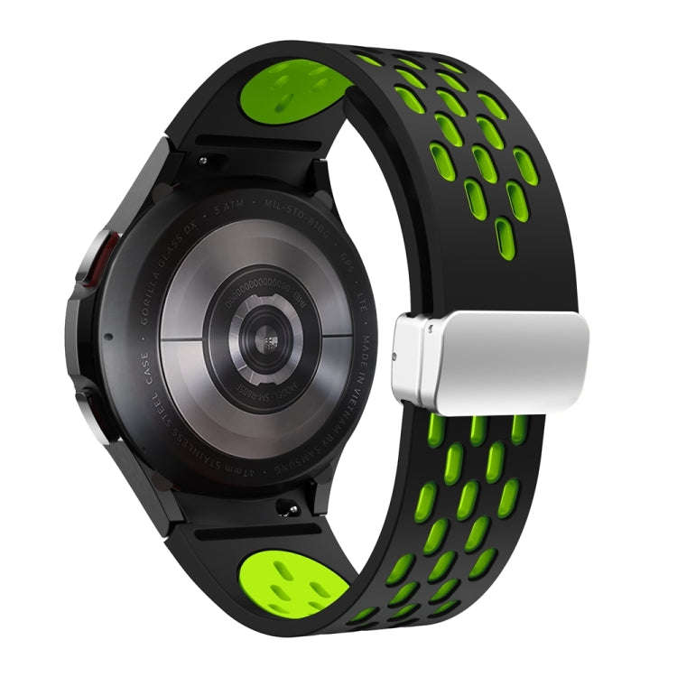 For Samsung Galaxy Watch 6 / 6 Classic Two Color Magnetic Folding Silver Buckle Watch Band(Black ...