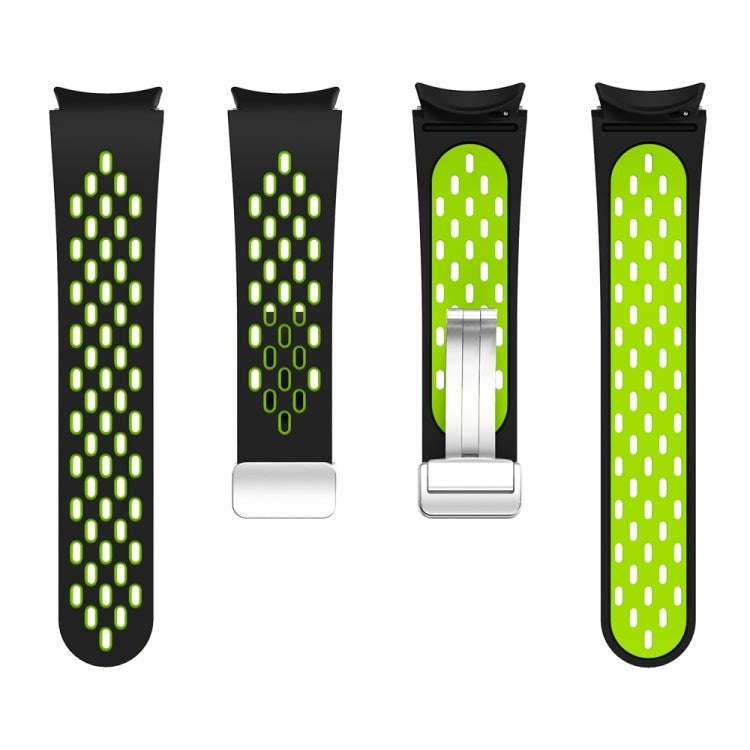 For Samsung Galaxy Watch 6 / 6 Classic Two Color Magnetic Folding Silver Buckle Watch Band(Black ...