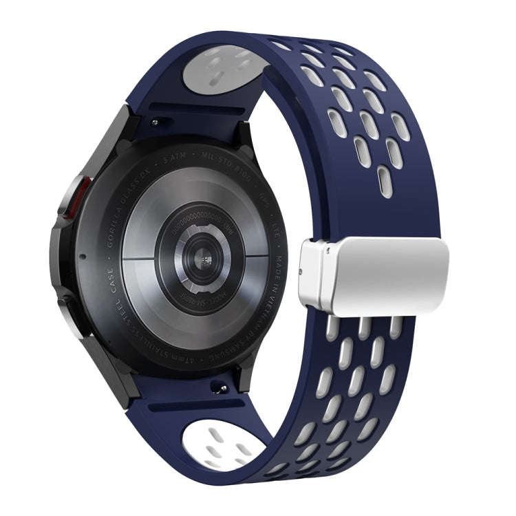 For Samsung Galaxy Watch 6 / 6 Classic Two Color Magnetic Folding Silver Buckle Watch Band(Midnig...
