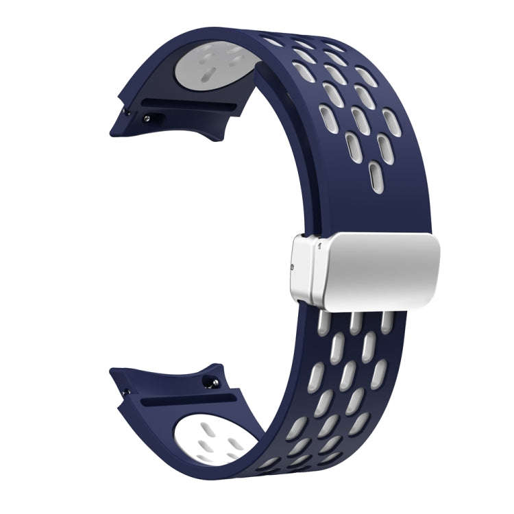 For Samsung Galaxy Watch 6 / 6 Classic Two Color Magnetic Folding Silver Buckle Watch Band(Midnig...