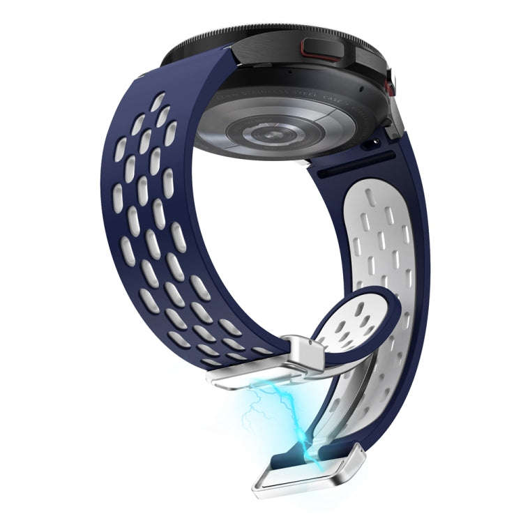 For Samsung Galaxy Watch 6 / 6 Classic Two Color Magnetic Folding Silver Buckle Watch Band(Midnig...