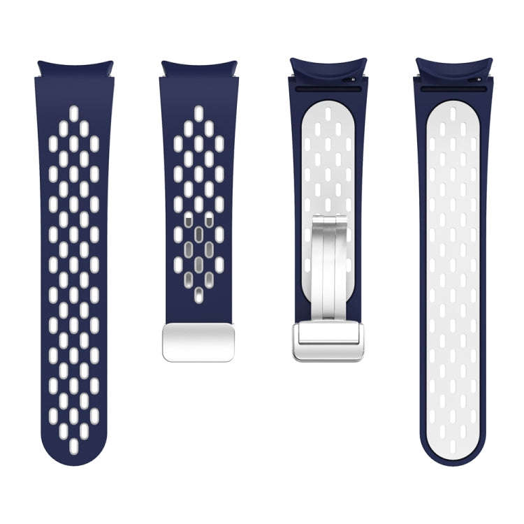 For Samsung Galaxy Watch 6 / 6 Classic Two Color Magnetic Folding Silver Buckle Watch Band(Midnig...