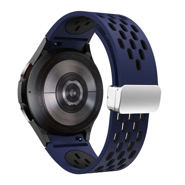 For Samsung Galaxy Watch 6 / 6 Classic Two Color Magnetic Folding Silver Buckle Watch Band(Midnig...