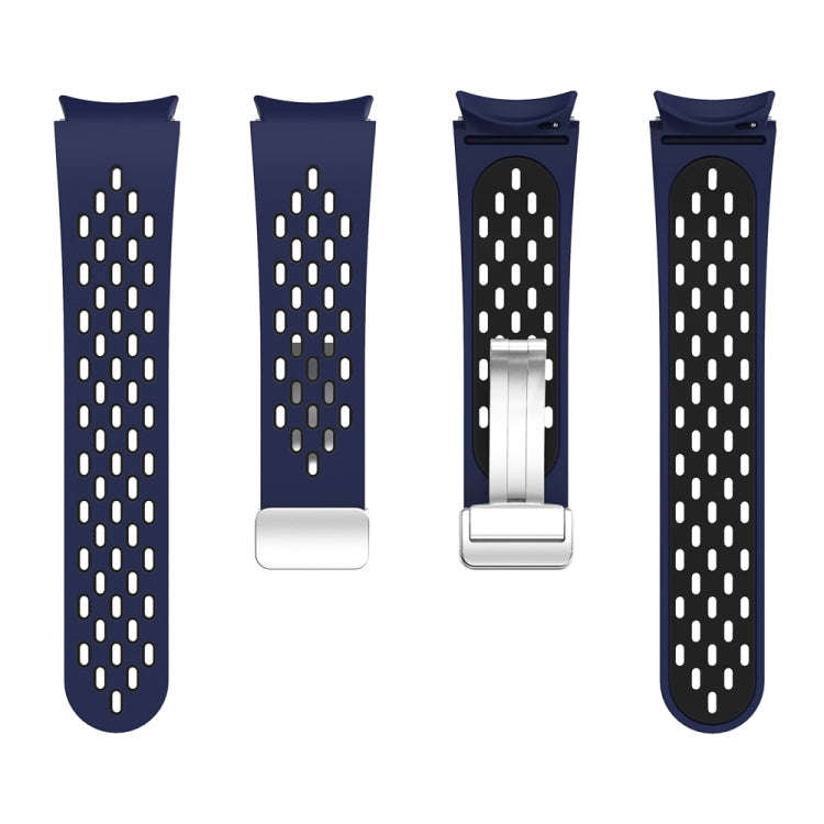 For Samsung Galaxy Watch 6 / 6 Classic Two Color Magnetic Folding Silver Buckle Watch Band(Midnig...