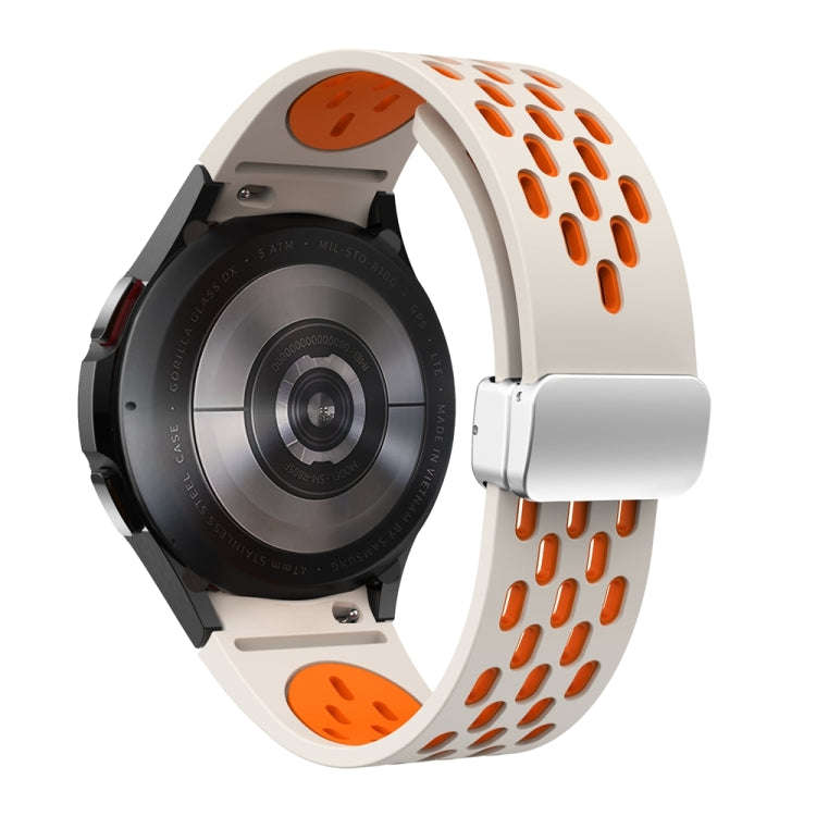 For Samsung Galaxy Watch 6 / 6 Classic Two Color Magnetic Folding Silver Buckle Watch Band(Starli...