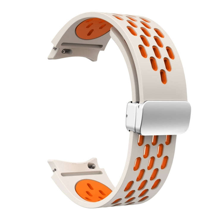 For Samsung Galaxy Watch 6 / 6 Classic Two Color Magnetic Folding Silver Buckle Watch Band(Starli...