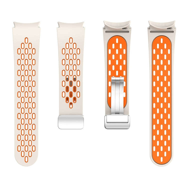 For Samsung Galaxy Watch 6 / 6 Classic Two Color Magnetic Folding Silver Buckle Watch Band(Starli...