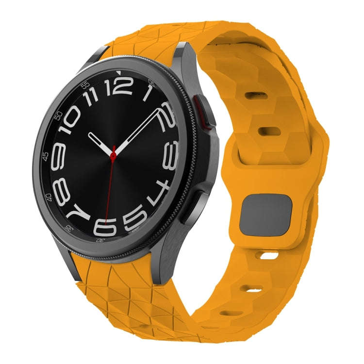 For Samsung Galaxy Watch 6 / 6 Classic Football Pattern Reverse Buckle Silicone Watch Band(Dark Y...