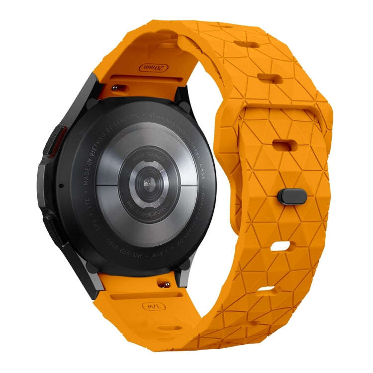 For Samsung Galaxy Watch 6 / 6 Classic Football Pattern Reverse Buckle Silicone Watch Band(Dark Y...