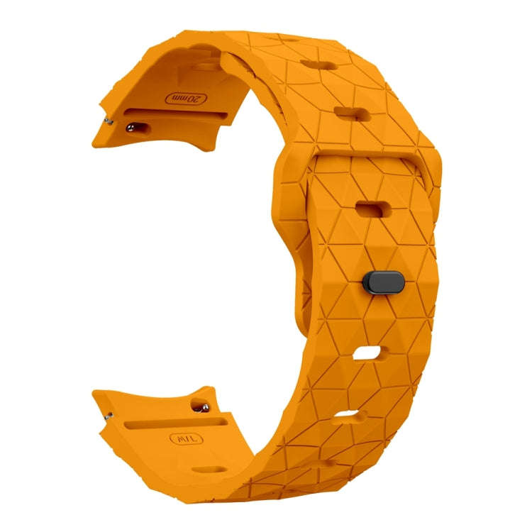 For Samsung Galaxy Watch 6 / 6 Classic Football Pattern Reverse Buckle Silicone Watch Band(Dark Y...