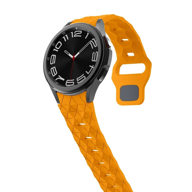 For Samsung Galaxy Watch 6 / 6 Classic Football Pattern Reverse Buckle Silicone Watch Band(Dark Y...