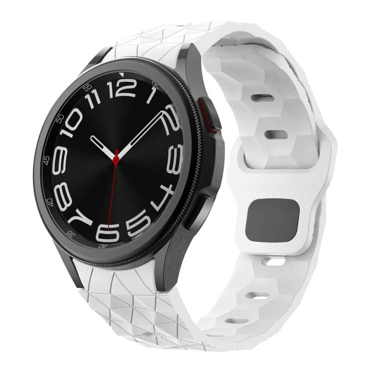 For Samsung Galaxy Watch 6 / 6 Classic Football Pattern Reverse Buckle Silicone Watch Band(White)