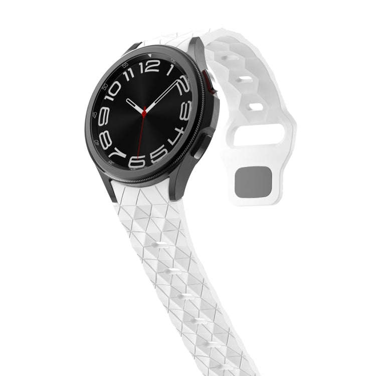 For Samsung Galaxy Watch 6 / 6 Classic Football Pattern Reverse Buckle Silicone Watch Band(White)