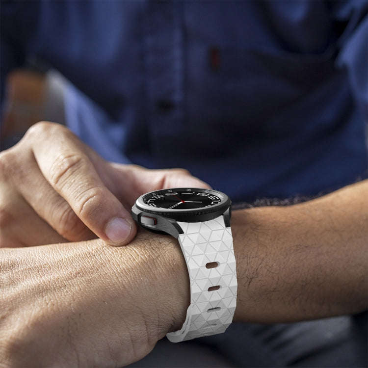 For Samsung Galaxy Watch 6 / 6 Classic Football Pattern Reverse Buckle Silicone Watch Band(White)