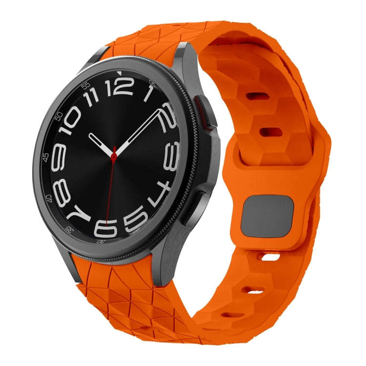 For Samsung Galaxy Watch 6 / 6 Classic Football Pattern Reverse Buckle Silicone Watch Band(Orange)