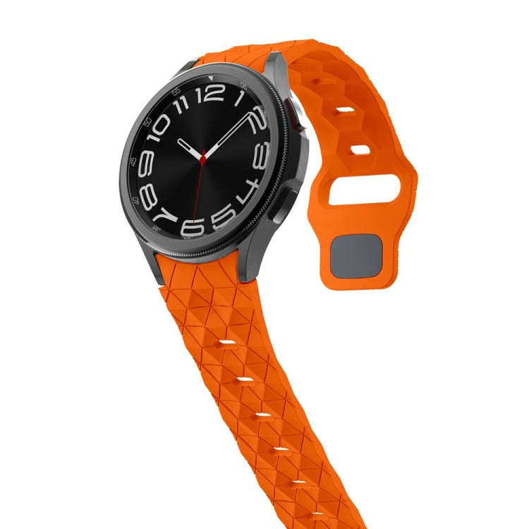 For Samsung Galaxy Watch 6 / 6 Classic Football Pattern Reverse Buckle Silicone Watch Band(Orange)