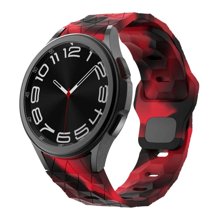 For Samsung Galaxy Watch 6 / 6 Classic Football Pattern Reverse Buckle Silicone Watch Band(Black ...