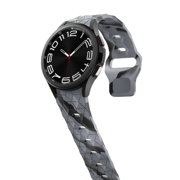 For Samsung Galaxy Watch 6 / 6 Classic Football Pattern Reverse Buckle Silicone Watch Band(Black ...