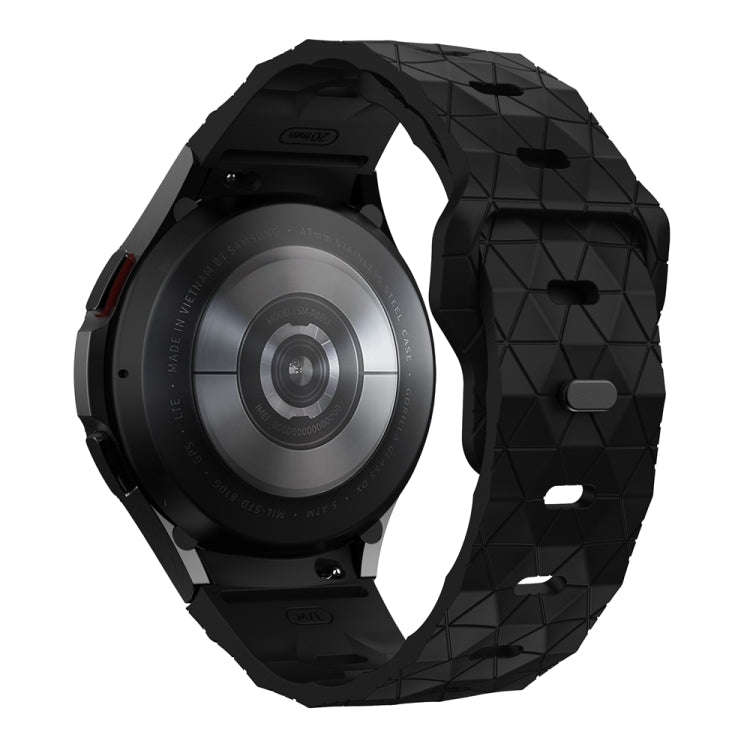 For Samsung Galaxy Watch 6 / 6 Classic Football Pattern Reverse Buckle Silicone Watch Band(Black)