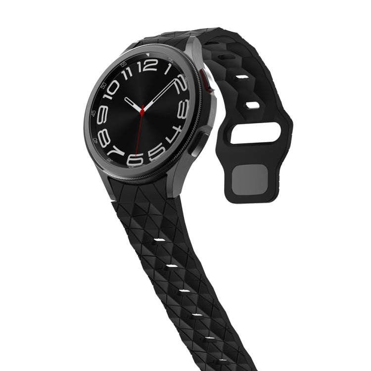 For Samsung Galaxy Watch 6 / 6 Classic Football Pattern Reverse Buckle Silicone Watch Band(Black)