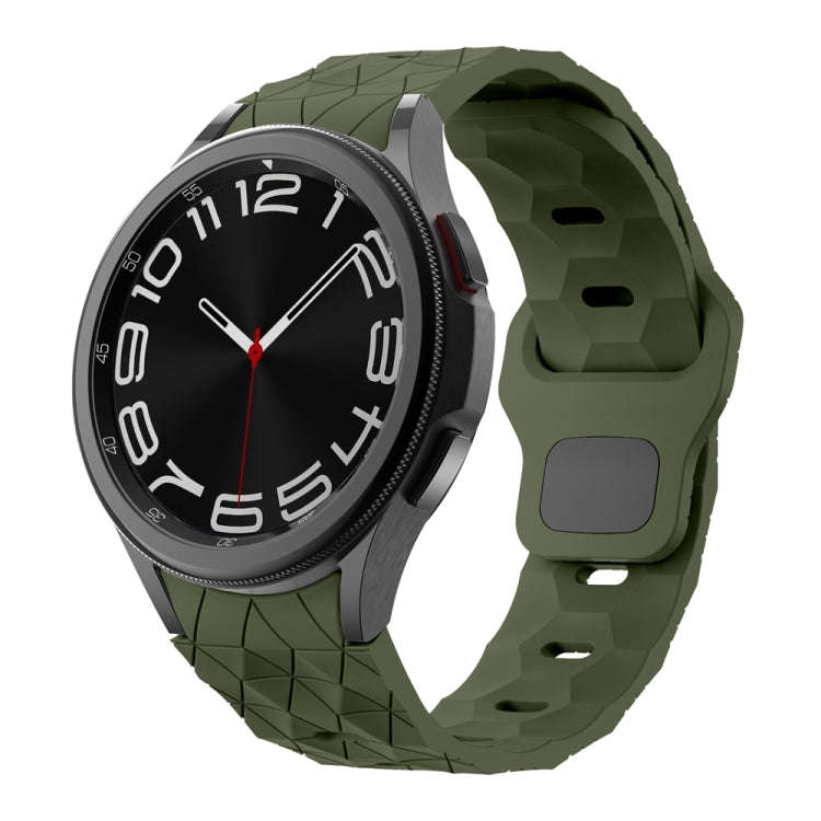 For Samsung Galaxy Watch 6 / 6 Classic Football Pattern Reverse Buckle Silicone Watch Band(Army G...