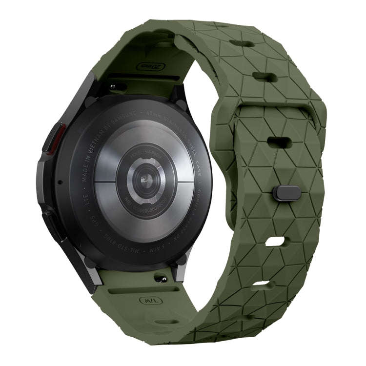 For Samsung Galaxy Watch 6 / 6 Classic Football Pattern Reverse Buckle Silicone Watch Band(Army G...