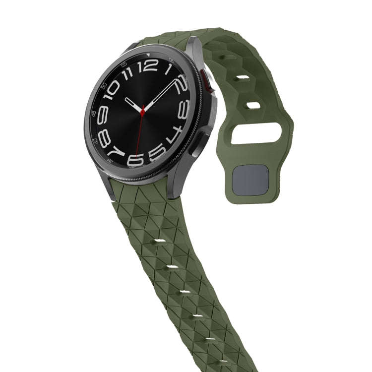 For Samsung Galaxy Watch 6 / 6 Classic Football Pattern Reverse Buckle Silicone Watch Band(Army G...