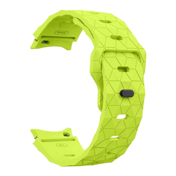 For Samsung Galaxy Watch 6 / 6 Classic Football Pattern Reverse Buckle Silicone Watch Band(Lime G...