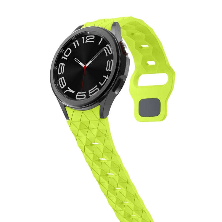 For Samsung Galaxy Watch 6 / 6 Classic Football Pattern Reverse Buckle Silicone Watch Band(Lime G...