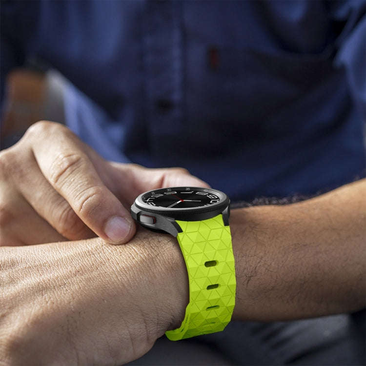For Samsung Galaxy Watch 6 / 6 Classic Football Pattern Reverse Buckle Silicone Watch Band(Lime G...