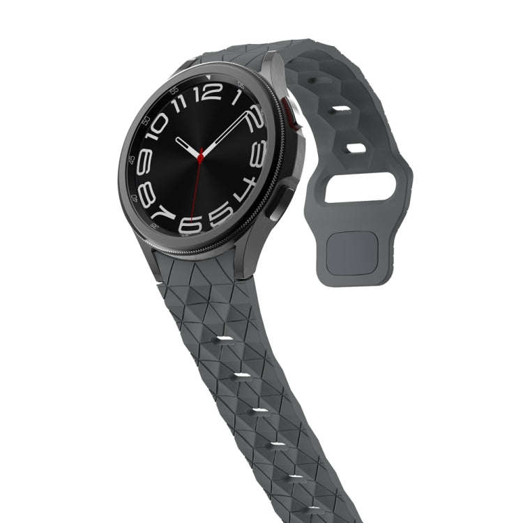 For Samsung Galaxy Watch 6 / 6 Classic Football Pattern Reverse Buckle Silicone Watch Band(Grey)