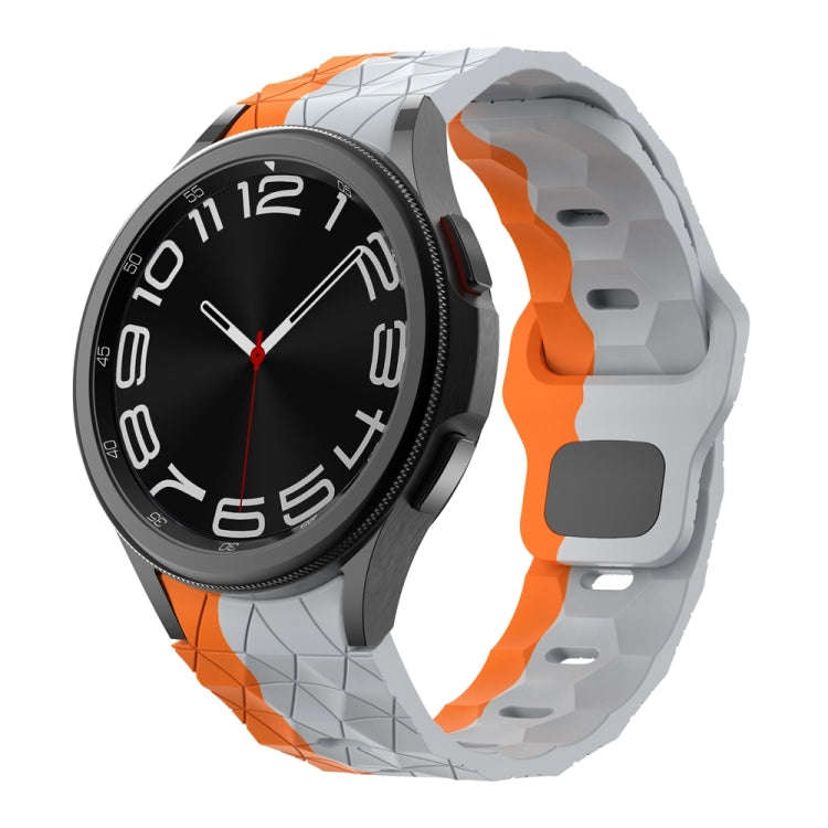 For Samsung Galaxy Watch 6 / 6 Classic Football Pattern Reverse Buckle Silicone Watch Band(Grey O...