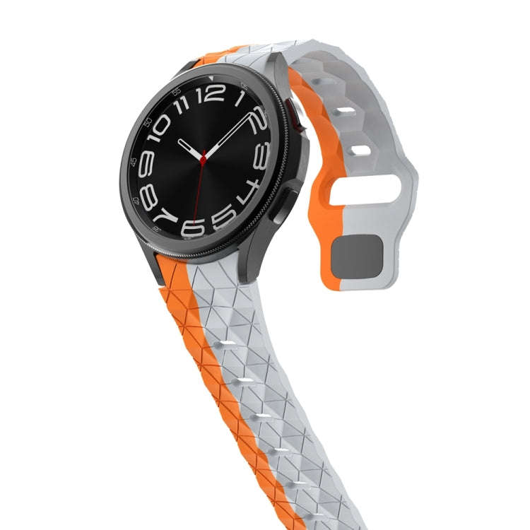For Samsung Galaxy Watch 6 / 6 Classic Football Pattern Reverse Buckle Silicone Watch Band(Grey O...