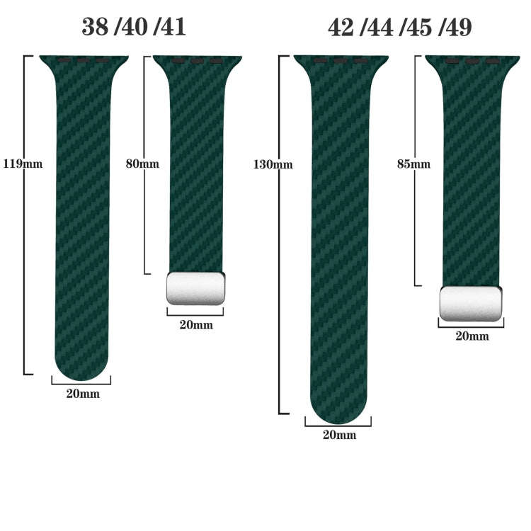 For Apple Watch SE 2023 40mm Carbon Fiber Magnetic Silver Buckle Watch Band(Deep Green Orange)