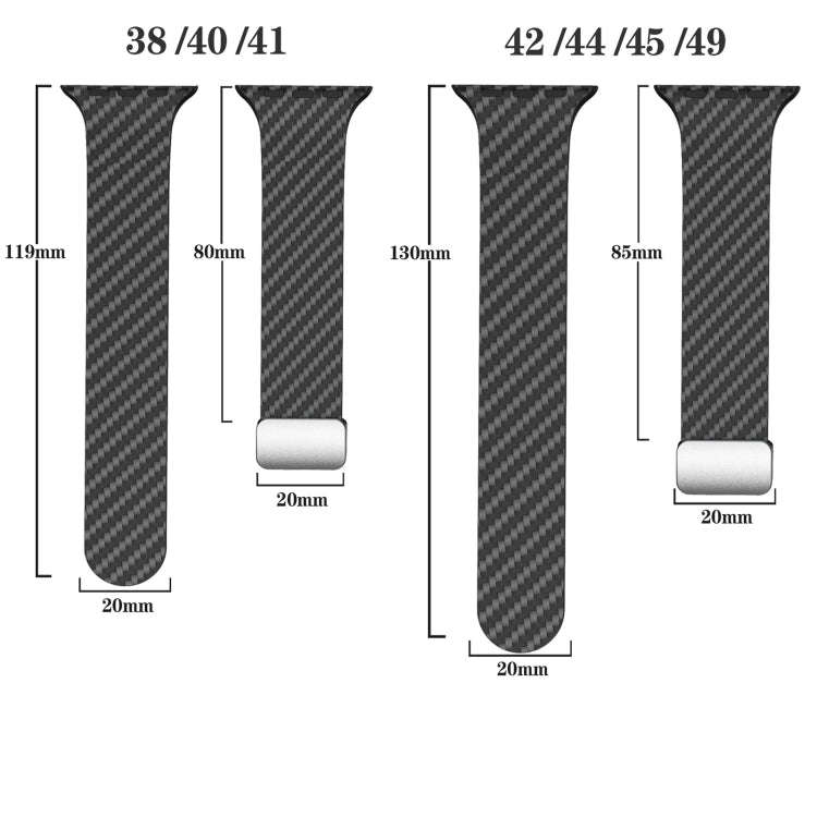 For Apple Watch Ultra 49mm Carbon Fiber Magnetic Silver Buckle Watch Band(Black Grey)