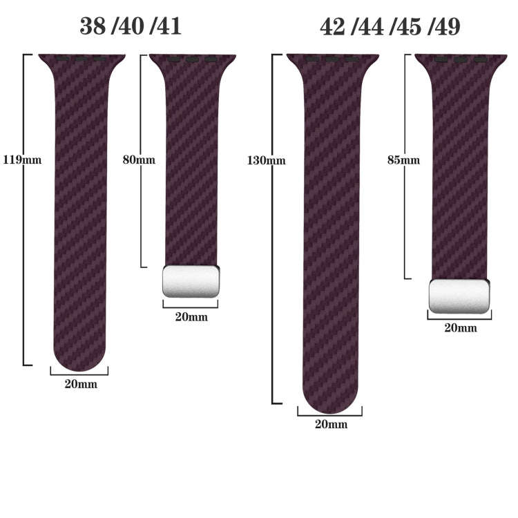 For Apple Watch Series 2 42mm Carbon Fiber Magnetic Silver Buckle Watch Band(Purple Green)